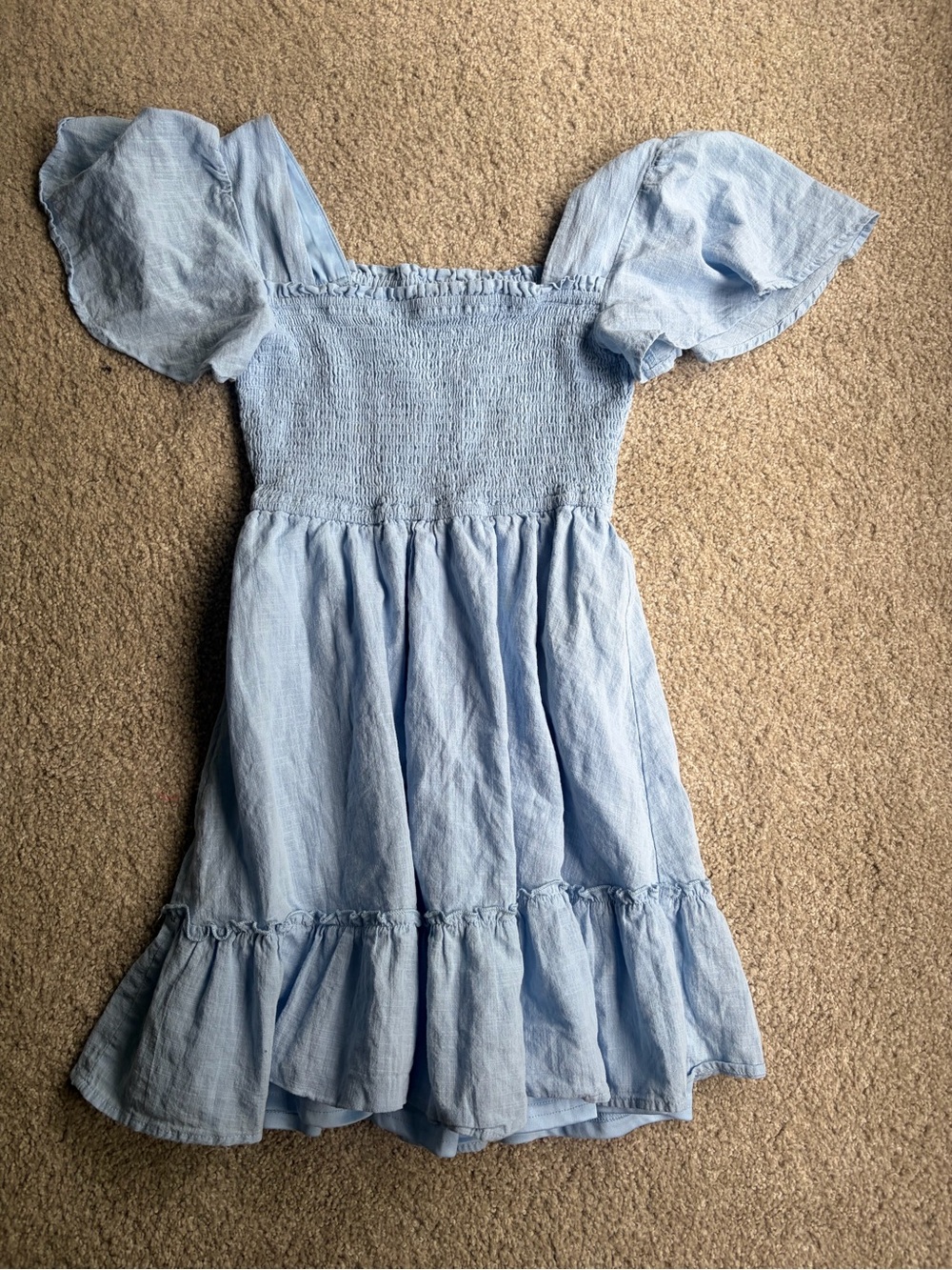 Altar'd State Light Blue Smocked Puff-Sleeve Dress